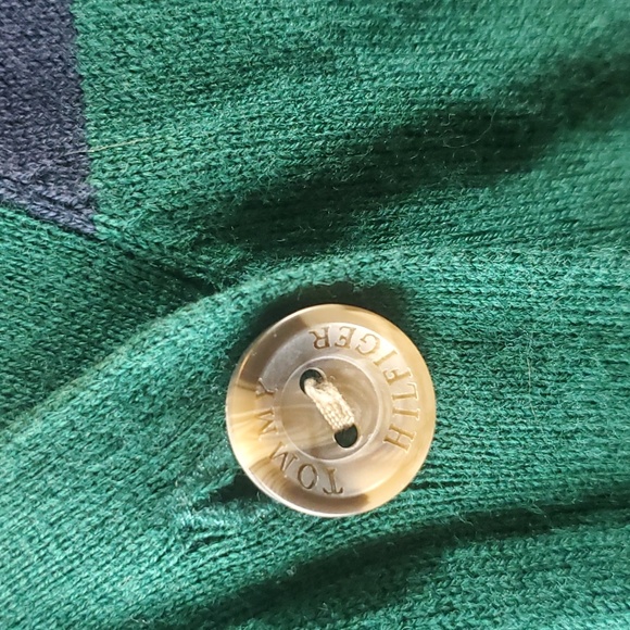 Tommy Hilfiger blue and green striped buttoned cardigan in a size Medium - Picture 4 of 6